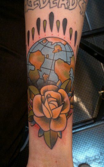 World+globe+tattoo