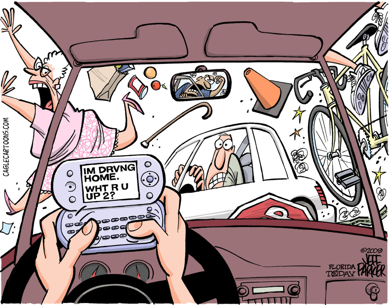 another cartoon to display how scary texting while driving can be ...