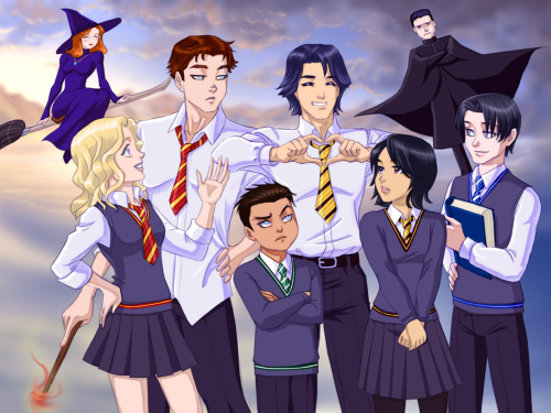 peppers-pray:  Batfamily goes to Hogwarts!! *IS GOING TO IGNORE DC RIGHT NOW AND MAKE UP HER OWN ENTERTAINMENT* aah, i hate doing backgrounds. They never make sense with the foreground. lol… YES DICK IS HUFFLEPUFF, captain of his house’s quidditch team, head boy in his 7th year, is part veela and LOVES EVERYONE. DEAL WITH IT.  Bruce is head of Slytherin, father to Dick, Jason, Cass, Tim and Damian. He has a painful past that makes him brooding, grumpy and moody, but he loves his children dearly. Barbara is Hogwarts’s new (and youngest) Transfiguration professor.  She spends her whole day flying or sitting on a broom due to a disability she was born with. But the girl is not to be held back, grounded, or underestimated.  Enchantingly beautiful, proud and gifted with a brilliant Ravenclaw brain teaming with knowledge and spells, Babs has grown up to become a major FORCE to be reckoned with.  She’s got a point to make to remind people that the strength of one’s magic is not dependent on the physical shell, but on the magical core within one’s soul.   (YEAH, SHE’S RAVENCLAW. DEAL WITH IT.)  Jason is Gryffindor quidditch captain and 6th year prefect of his house. Daring, brave with a LOT of nerve (to his house’s dismay sometimes), there’s no denying his huge chivarlic spirit tho. Boy will bleed (and break bones) in name of those who can’t defend themselves (much to Bruce’s dismay). Has a MAJOR rivalry with Dick (much to Dick’s dismay) that he won’t give up until he beats him at something. He just wants to be recognized as his own person, not as Dick’s flawed younger brother. Tim is Ravenclaw, with an unhealthy thirst for knowledge that is only rivaled by Barbara’s. He’s one of the few who have been allowed to skip a year and as a result, tends to keep to himself in his own house. However, he has managed to make friends outside it, especially in Gryffindors with his new classmates, Kon-el, Bart, Cassie S., Kara and Stephanie. (they’ve dubbed him an honorary Gryffindor as a result…) Cass is a quiet, small, kind Hufflepuff, who proves that great things come in small packages.  Quick reflexes and slight seer abilities make Cass Hufflepuff’s unrivaled seeker (much to Dick’s delight).  Having been forced to do magic without a wand by her biological father before she entered Hogwarts, Cass also has the ability to do silent wandless magic, some thing that comes in handy when hufflepuffs are getting bullied.  Needless to say, she is the second most loved Hufflepuff in her house. Damian is Slytherin incarnate. Proud of his bloodline and sorting, he is not shy to point out who his father is. Damian’s first ambition is to bring his house to glory. In spite of being a first year, he’s managed to impress his upperclassmen with his uncanny resourcefulness (born out of mischief) , unshakable confidence, and undeniable skill on a broom. Much to Dick’s dismay, he’s made seeker right away! But unbeknownst to all, it is less about proving himself better than his siblings, and more about making his father, the Head of Slytherin, and a man he did not grow up with, smile at him with pride.  Stephanie is a muggleborn Gryffindor. Always full of sunshine, never backing down, sometimes reckless, but super brave and full of heart, she adores magic, Hogwarts and quidditch. The Bat family children take to her instantly (bruce takes some convincing). Were it not for her much beloved mother still living, they would’ve adopted her too. For the moment, she is their sister in spirit. She spends her time reining in fellow Gryff, Jason, teasing uptight Tim &amp; snotty Damian, teaching Cass about Muggle life (and how to act normal), and fangirling with Dick over Babs &amp; making Bruce smile.  LIFE IS BEAUTIFUL AT HOGWARTS AND NOTHING HURTS.  *runs back to the drawing board for Dick Grayson, captain of the Quidditch team…*  Jason is such a Gryffindor.