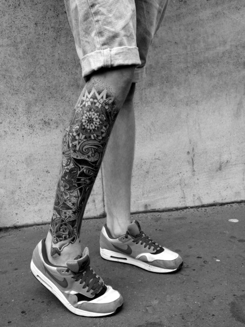 Tagged leg tattoo nike air