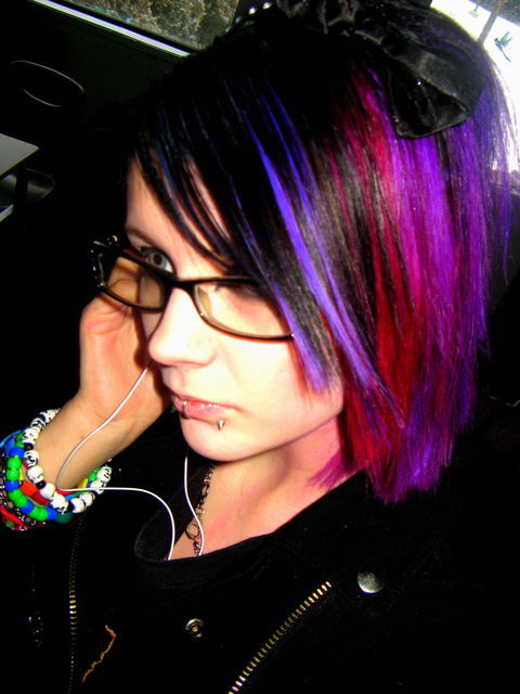 Half Black and Purple Hair