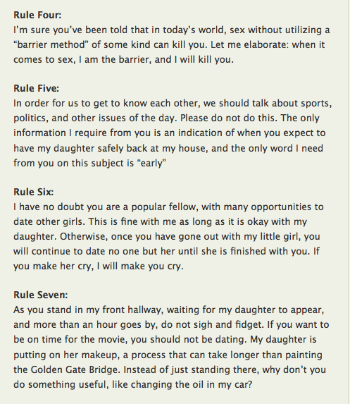 10 simple rules for dating my daughter | Tumblr