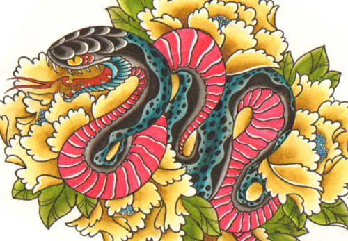 Japanese tattoo of snake and