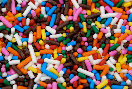                               Isn&#8217;t everything better with sprinkles???
                           
Speaking of which, it seems I&#8217;m fully abandoning my usual all black, all the time ways for more and more color. I&#8217;ve got to have a sugar fix at 5&#160;o&#8217;clock every day&#8230;and now I need more of this in my life:

Shoes - Haus of Price, Dress - Josh Goot for ASOS, Eye Glitter - Makeup Forever
