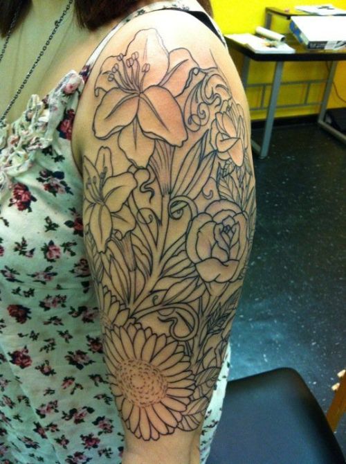 outline of lilies