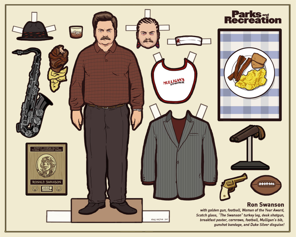 Doll #18Ron Swanson, Parks and Recreation
As promised, a brand new Parks and Rec doll.  There were just too many great things to include, I had to leave a few for another time.  
