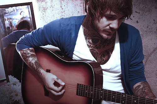  man attractive hot sexy cute man guy boy guitar tattoos