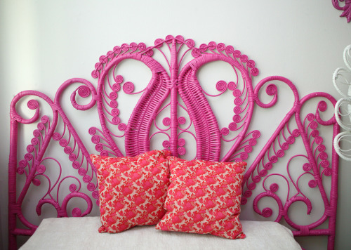 old wicker headboard + can of spray paint = awesome