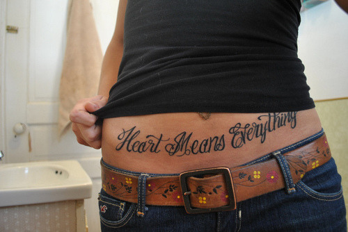 Tagged heart means everything stomach tattoo tattoo tattoos script