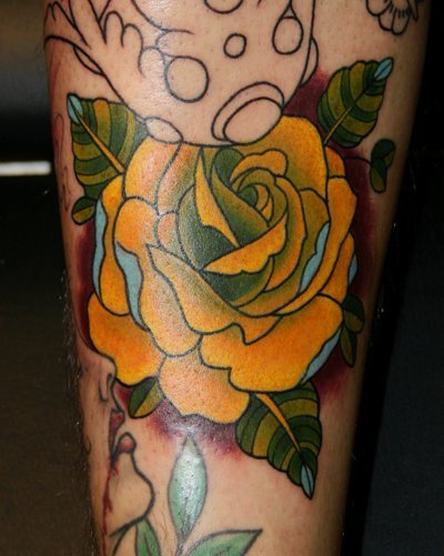 Yellow rose tattoo by Sjard Trioxin Yellow rose tattoo by Sjard Trioxin