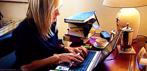 JK Rowling typing