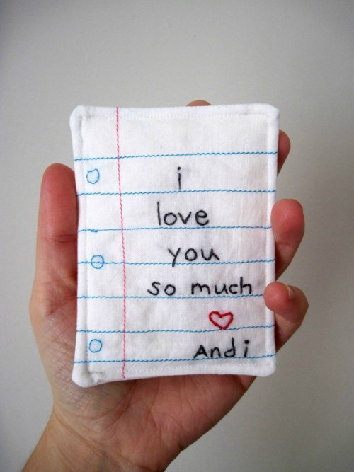 embroidered love note