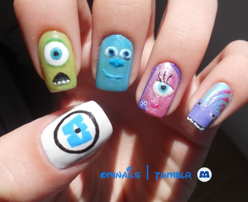 Monsters Inc nail art !  This movie is so cute, and I had the idea of