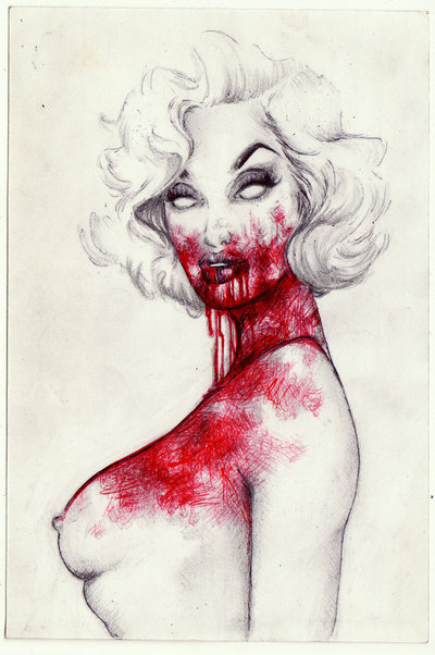 Tags awesome horror pin up zombie blood drawing