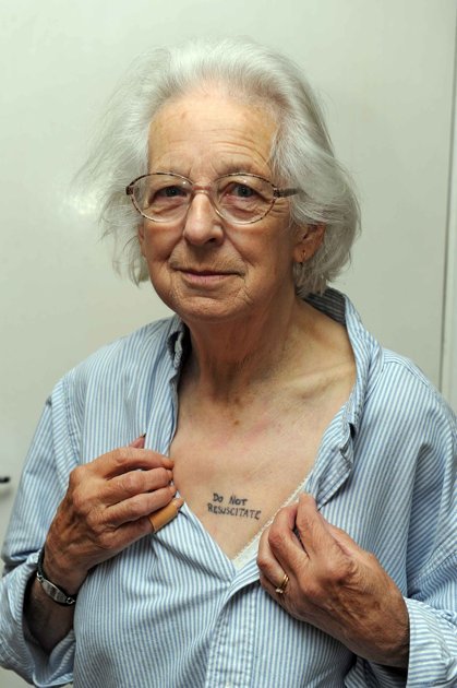 An 81yearold woman has had the words 39do not resuscitate 39 tattooed on her