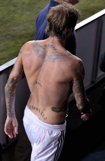 David Beckham's back tattoo