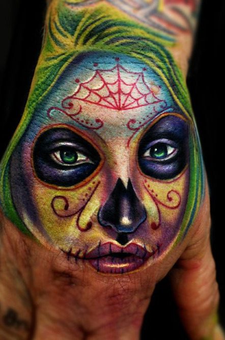 Day of the dead hand tattoo