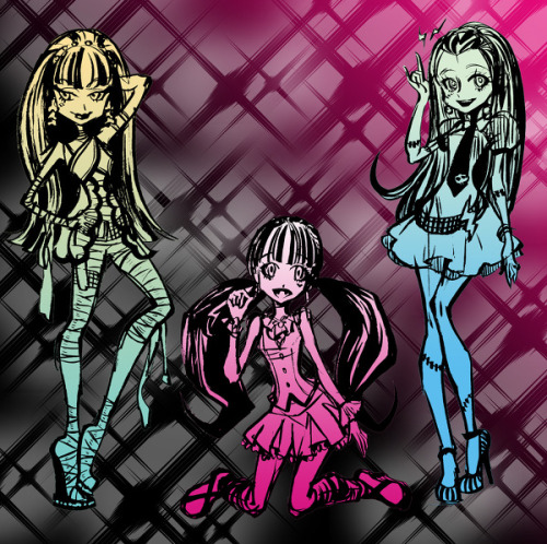 welcometomonsterhigh:

Pixiv has some really cute Monster High stuff!
