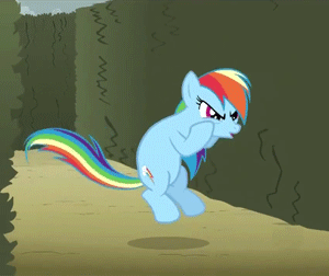 One of her back hooves never touches the ground. I guess Dashie can fly even without wings!