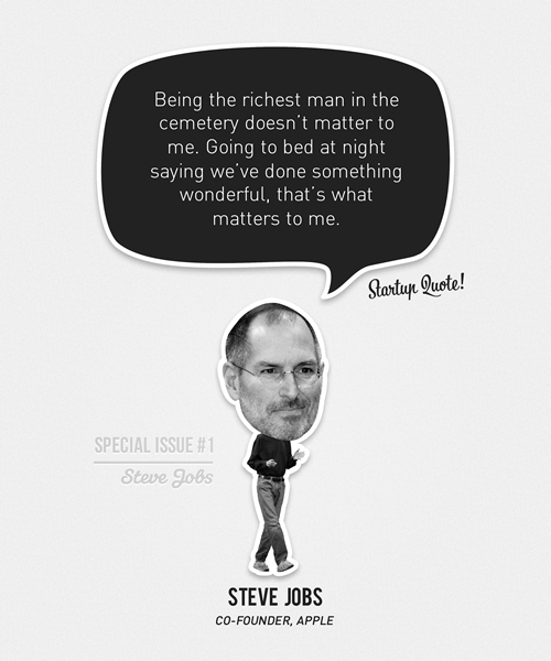 Being the richest man in the cemetery doesn’t matter to me. Going to bed at  night saying we’ve done something wonderful, that’s what matters to me.
- Steve Jobs
(Steve Jobs Special Issue #1)
