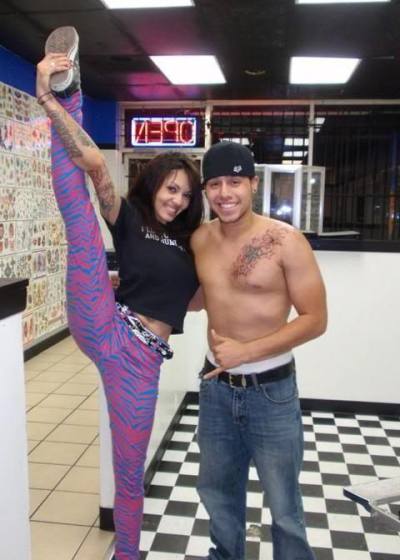 Someone posted a very bendy pic of me from my first tattoo shop I opened 