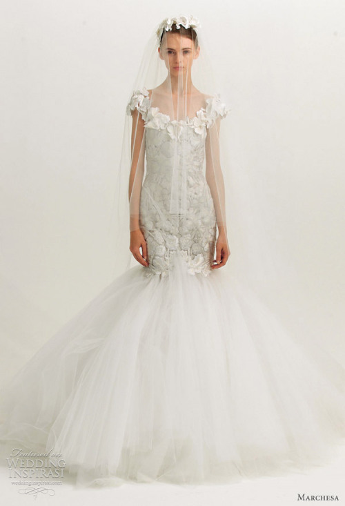 Mermaid style wedding dress from Marchesa Fall Winter 2012 bridal collection