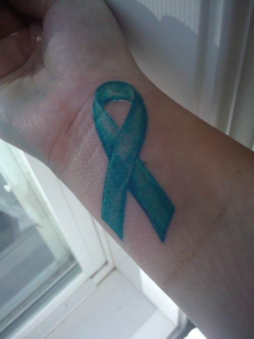 Polycystic ovary syndrome awareness ribbon tattoo design