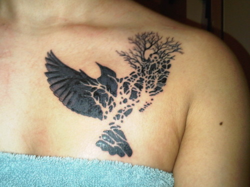 This was my second tattoo It 8217s a black bird branching off