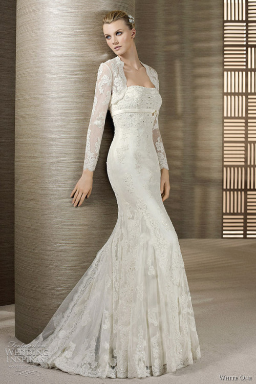Love this for a winter wedding a fit and flare strapless wedding gown with 