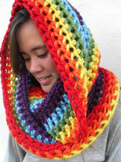 keep warm this winter with this extra big rainbow infinity scarf on etsy!