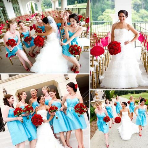 blue and red wedding centerpieces