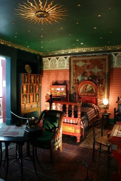 ... bedroom with a painted ceiling(via Boho Diva: My dream boho decor