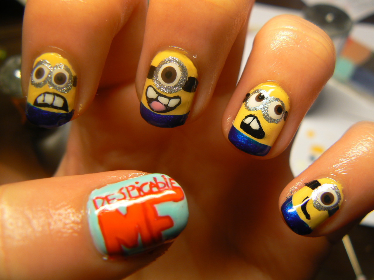 Nailart inspired by the movie Despicable me.