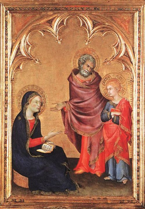 “Jesús adolescente negociando regresar a casa más tarde de las 22:00” (Las complicazioni della idade dil pavo della familia Santa)
Obra de Simone Martini.
