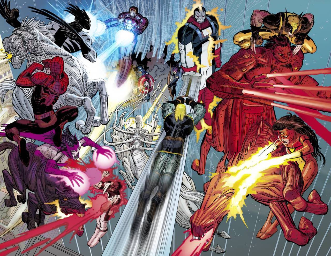 Avengers by John Romita Jr. for Marvel Comics. Wolverine digs in deep! title=