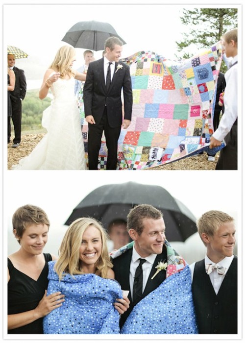 Ask all the guests to send a piece of cloth with their RSVP and have a quilt