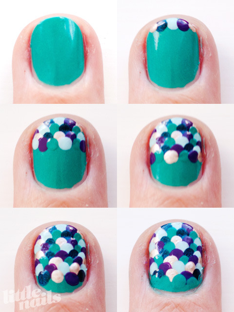 Tutorial for scaley fish/mermaid nails here