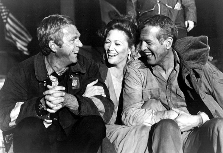 Steve McQueen, Faye Dunaway and Paul Newman, 1974