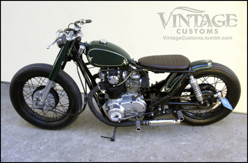 Introducing: The Bullitt - XS650
A truly vintage inspired motorcycle! This &#8216;78 Yamaha XS650 was custom built for a Florida client. It features a reproduction Wassell style tank, custom fork covers &amp; custom rear fender, all finished in Silverstone Racing Green with hand painted pinstripe, custom fabricated handlebars and seat, matched 18&#8221; front and rear wheels with Firestone tires and many other unique touches.

