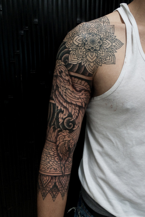 tattoo arm blackwork Thomas Hooper think-more-speak-less •