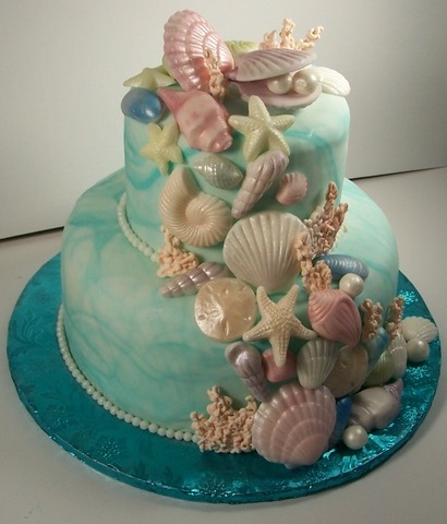 Ariel Birthday Cake on Sea Cake Ocean Cake Underwater Cake Cake Blue Cake Shells Starfish