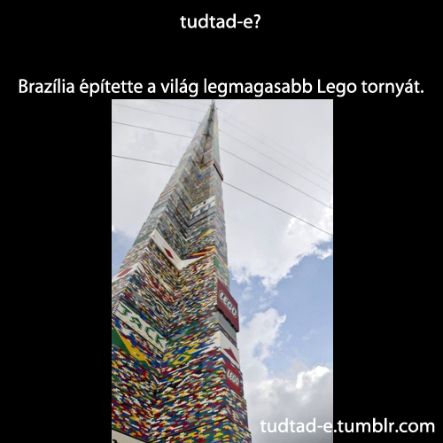 <p>Brazília építette a világ legmagasabb Lego tornyát.</p>