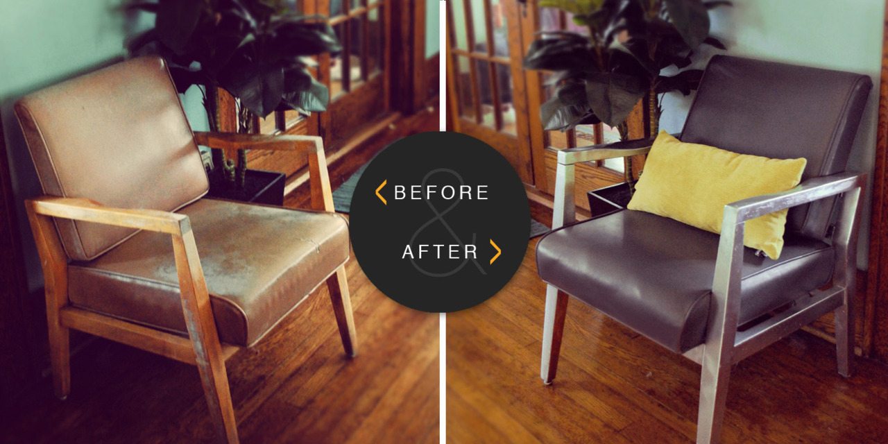 DIY mid century chair refinish - before and after