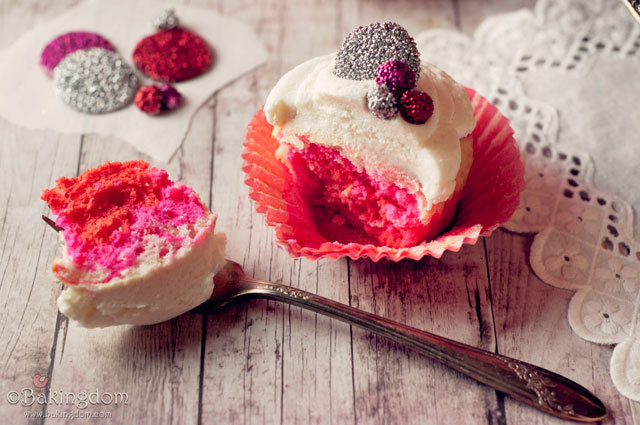 gastrogirl:

multi-colored valentine’s day cupcake.

