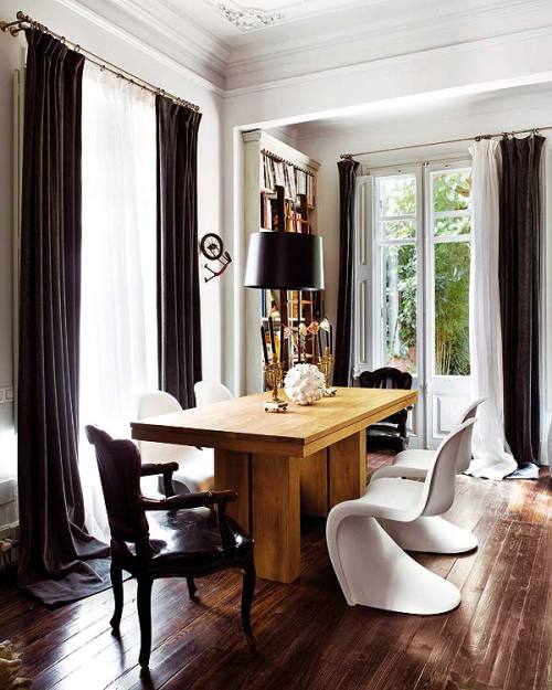 loving these drapes mixed with woods