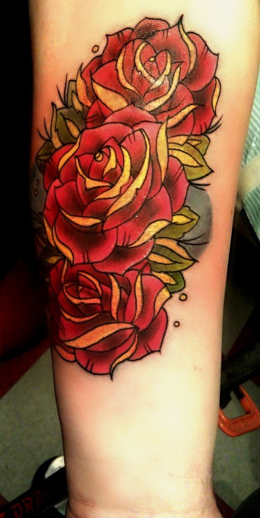 My second tattoo Three roses on my left forearm