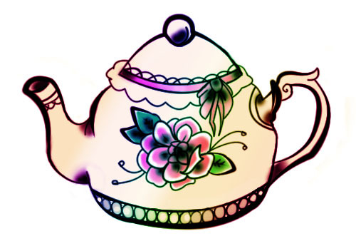 Filed under Teapot Rainbow Tattoo Flash Outline Flower