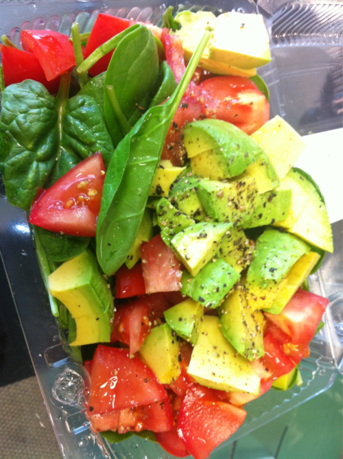 dietcokeandasmoke:  Baby spinach avocado tomato lemon salt and pepper simple aaaaand amaze- lunch x 