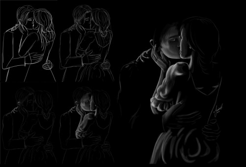 artisticdalliance:

Will &amp; Tessa on Black Canvas.  Forgot how much I love painting in black &amp; white! This one isn’t complete, but I think I’ll leave it where it is.
Day 20 of my ALL Things Herondale art challenge.
March 20th, 2012
