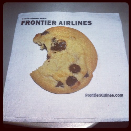 If u fly Frontier, you&#8217;ll get fresh a baked cookie.  (Taken with instagram)